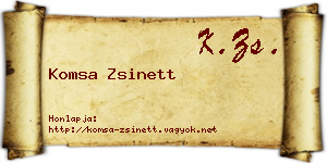 Komsa Zsinett névjegykártya